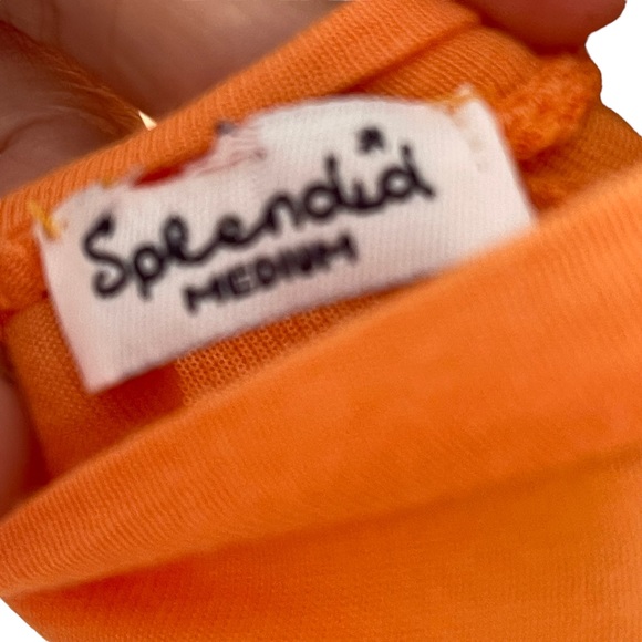 Splendid Orange Tee Shirt with Wide Round Neck & Elbow Length Sleeves Size M - Picture 7 of 9